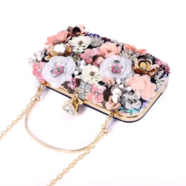 Dame Clutches Blomstrete Kveldsveske Kjedestropp Skulderveske