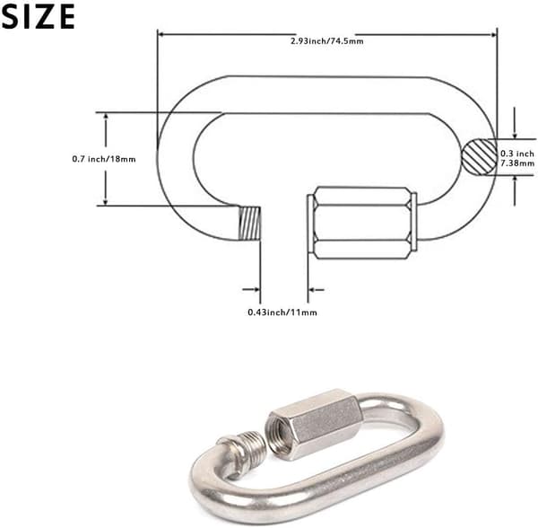 4-pack Heavy Duty Stainless Steel Locking Hooks, M8 304 Screw Quick