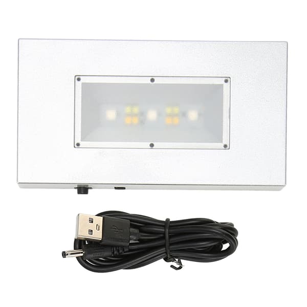 LED Lysstativbase USB-drevet Flere Lysmoduser Rektangulær Lysdisplaybase for Krystall Sølv
