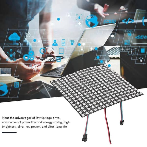 Ws2812b Led Rgb Fleksibelt Pixelpanel 16x16 Individuelt Adresserbart