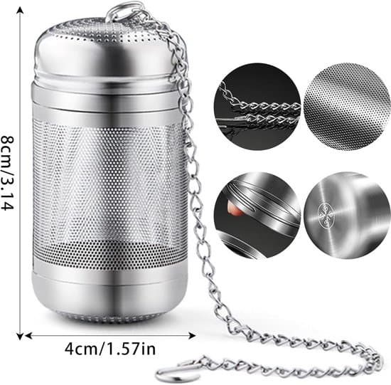Set of 2 - Stainless Steel Spice Balls/Tea Infusers - Practical Tea Strainers for Cooking and Loose Tea - Threaded Mesh Baskets for Brine, Tea