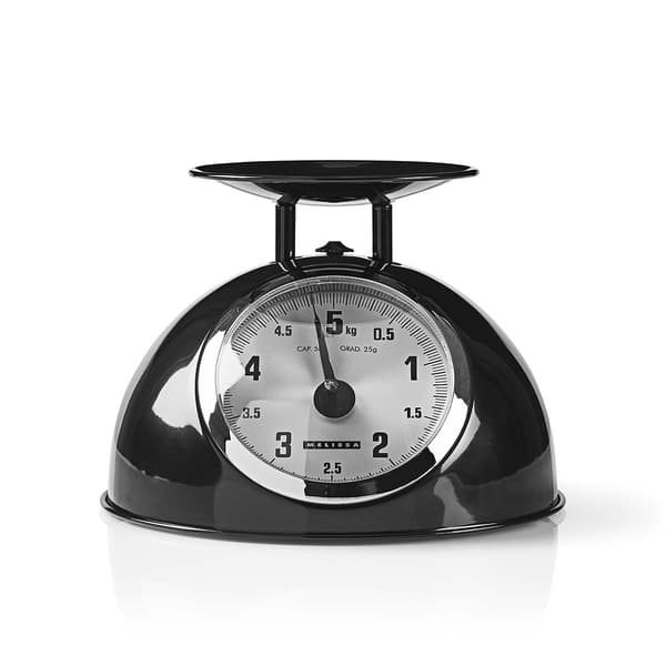 Analoginen keittiövaaka, metalli, 5 kg kapasiteetti, musta Svart, Silver