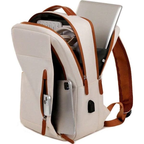 Laptop Backpack, 15.6 inch, Waterproof, with USB Charging Port, Ergonomic Design - Unisex, Pink