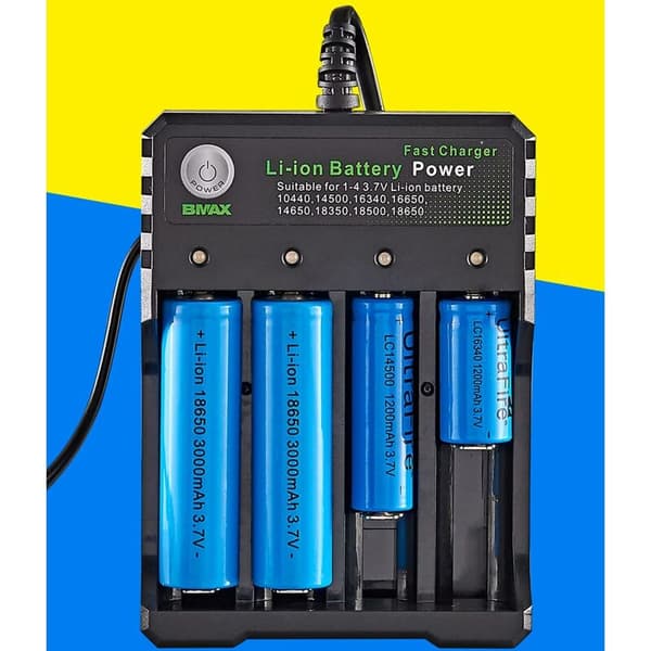 Universal Smart Battery Charger for 18650, 21700, AA, AAA & More Li-Ion/Ni-MH[JUN]
