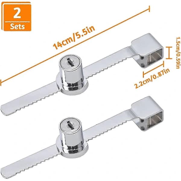 2-pack Sliding Glass Door Latch Locks with Key, Security Locks for Glass Cabinet Doors [CO]