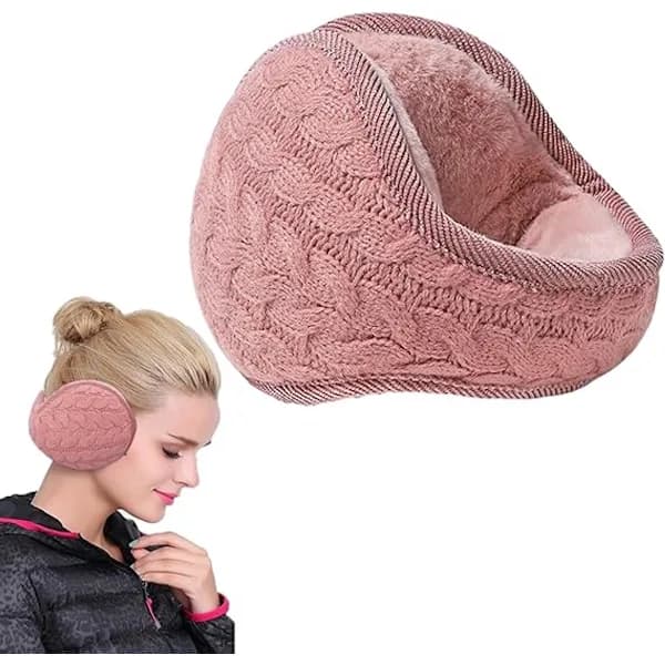 Varme vinterhøreværn - Fleecehøreværn til voksne - Foldbare og unisex - Lyserød