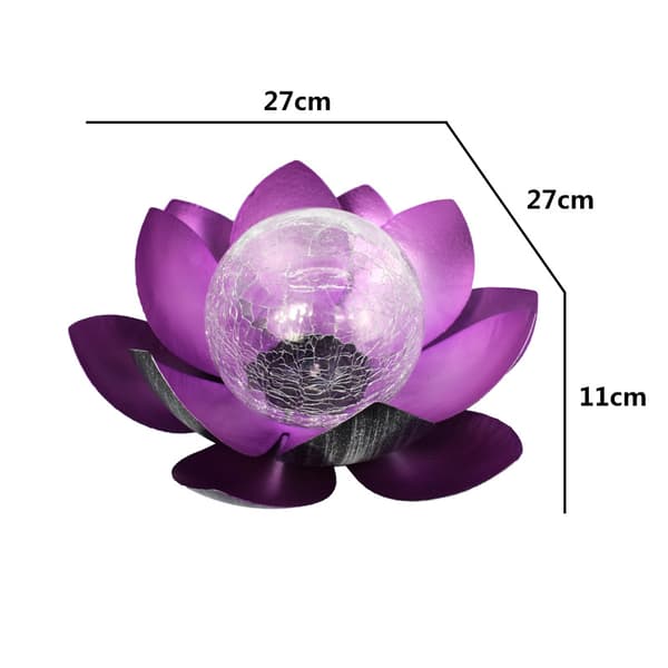 Vattentät Utomhus Solcellsträdgårdslampa Metall Glas Dekorativ LED Lotus Bordslampa[YDE]