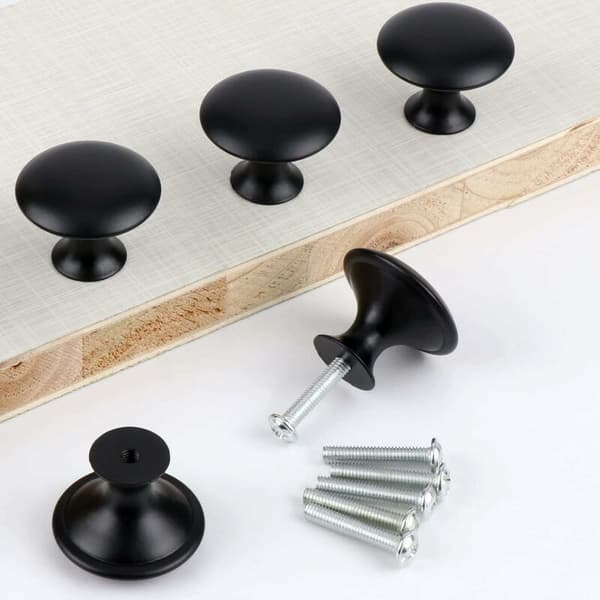 24 Pcs Matte Black Round Drawer Knobs Furniture Knobs with Screws for Cabinets Kitchen Nightstand (30mm)