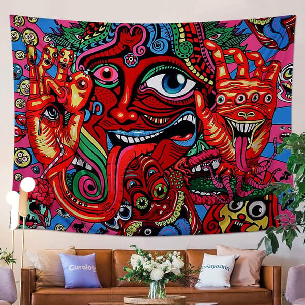 Psykedelisk Arabisk Vægtæppe Hippie Vægtæppe