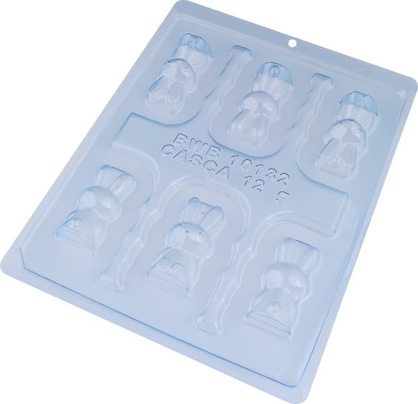 Praline Mold Small Rabbits 6pcs - BWB 10132 - Special 3 Part Mold Transparent transparent