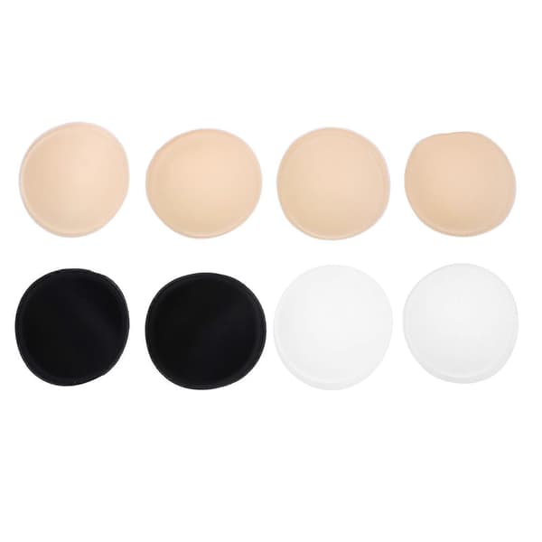 4 Pairs Bra Inserts Bra Cups Sports Bra Inserts (Black, White, Skin Color)