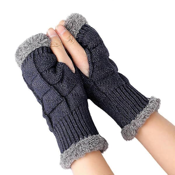Fingerløse handsker til kvinder - Håndledsvarmere, Dame Vinter Kashmir Arm Fingerløse Handsker Vanter Håndled Strikkede Varmere Med Tommelfingerhul Til Kvinder