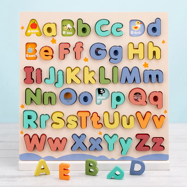 Three-dimensional building blocks, uppercase and lowercase letters, 26 pcs