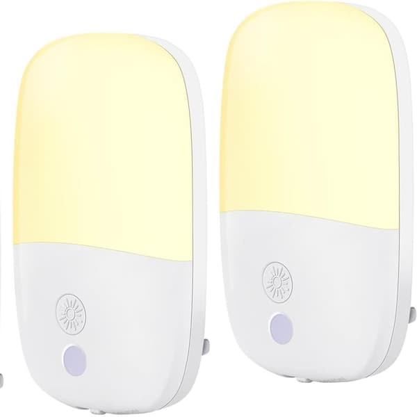 2-pak natlampe med skumringssensor, 5 justerbare lysstyrkeniveauer, ON/OFF/AUTO-tilstande