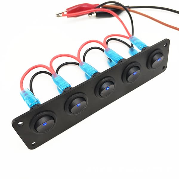 5-veis 3-polet vippebryterpanel 20A vanntett på/av 12V grønn vippebryter for biler, lastebiler og båter