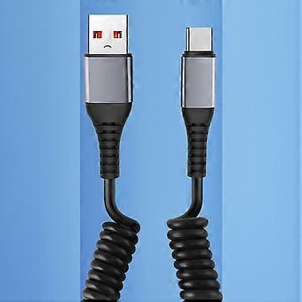 Upgraded Spiral Music Cable USB to USB C Retractable Fast Charging Cable Spring Design Cable for Smartphones and Tablets USB C USB C