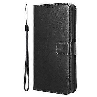 Compatible Case for Samsung Galaxy S25+ Crazy Horse Texture PU Leather Wallet Case (Black)