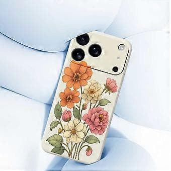 Kompatibelt deksel til iPhone 17 Pro Max, vakkert blomstermønster, rett kant, TPU-bakside (svart)