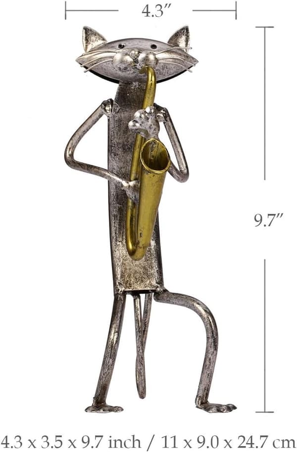 Katt metallskulptur med gitarrfigur gåvor till Thanksgiving,