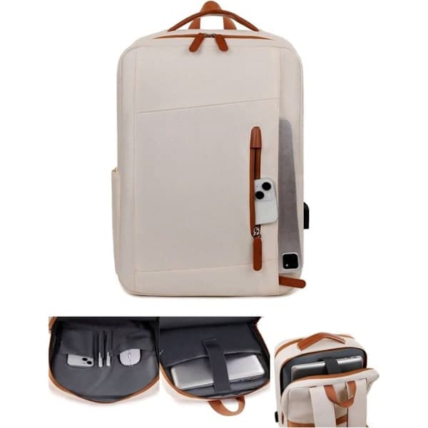 Laptop Backpack, 15.6 inch, Waterproof, with USB Charging Port, Ergonomic Design - Unisex, Pink
