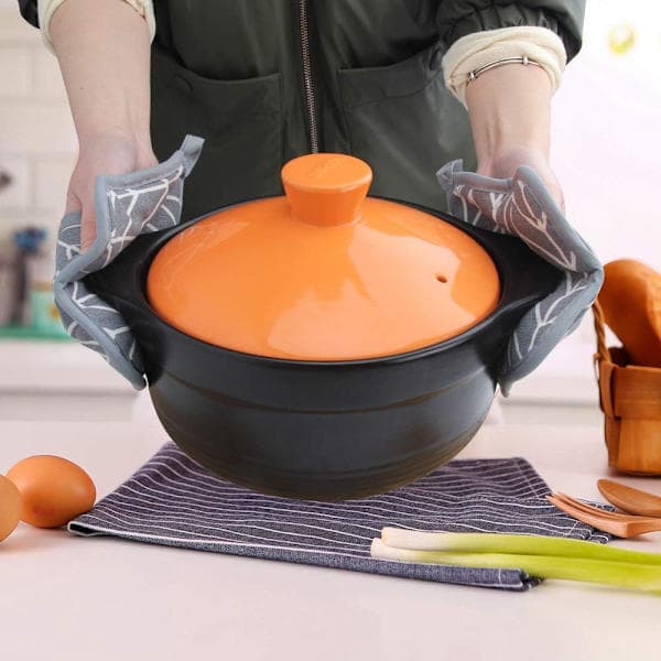Heat-Resistant Cotton-Polyester Blend Pot Holders, Square Pot Holders for Cooking, Baking, Kitchen, Grey
