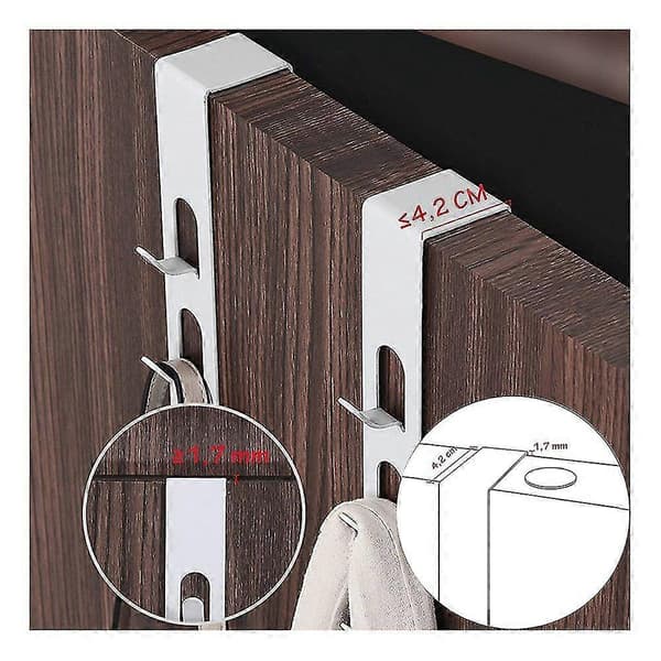 2 X Door Hooks Coat Hooks Wall Hooks Coat Hook Coat Hooks Coat Rack With 4 Hooks No Drilling For Bathroom Bedroom Wardrobe