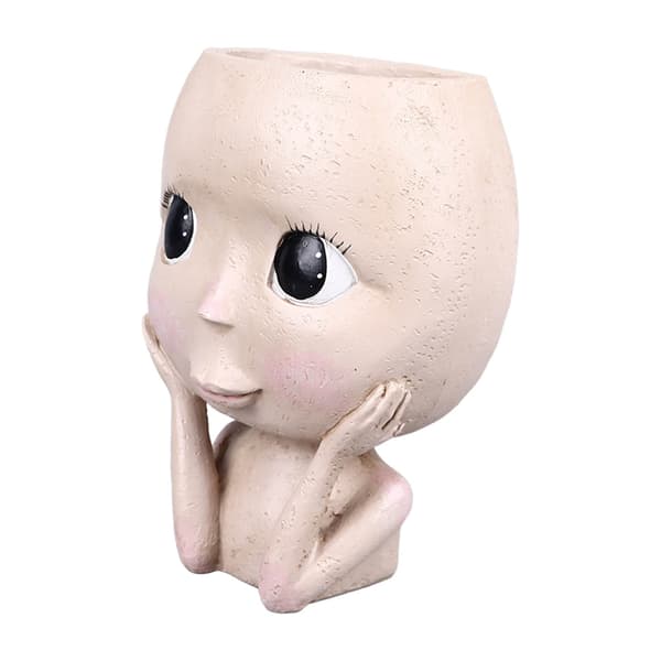 Large Resin Face Pot, Creative Head Pots for Succulents with Drainage Hole for Herbs Cacti