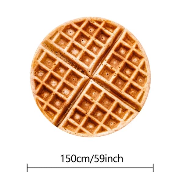 Realistic Food Pattern Round Blanket - Soft Cozy Novelty Gift for Pizza and Taco Lovers Waffle 1.5m Waffle 1.5m