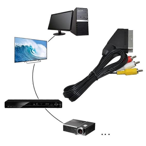 1,8M/6FT Scart-kabel til 3 RCA AV TV-video for NES-konsoll RGB-linje Scart til 3 RCA-videokabler Erstatning [DB]