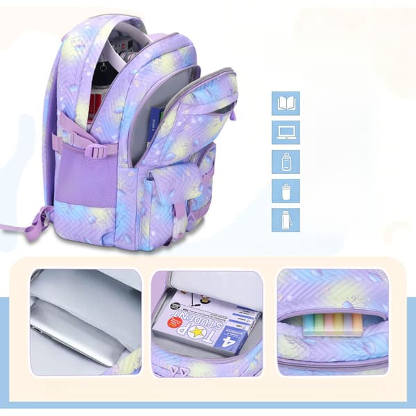 School Bag, 3-Piece Girls Backpack, Backpack for Teenagers (Purple)