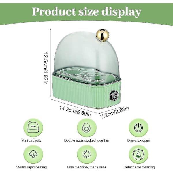 HK Electric Egg Cooker - Compact Steamer for 2 Eggs, Boils Soft, Medium, and Hard-Boiled - Best Egg Cooker-
