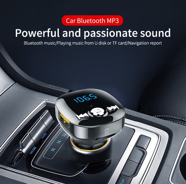 INF FM-sändare för bil - Bluetooth-adapter med QC3.0 billaddare