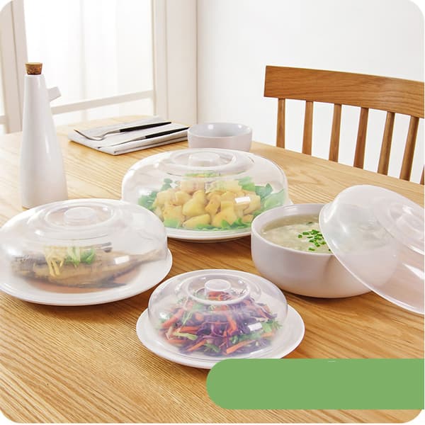 Mikrobølgedæksel, 17 cm, PP-materiale, transparent, stænkbeskytter, maddæksel, grebsdesign