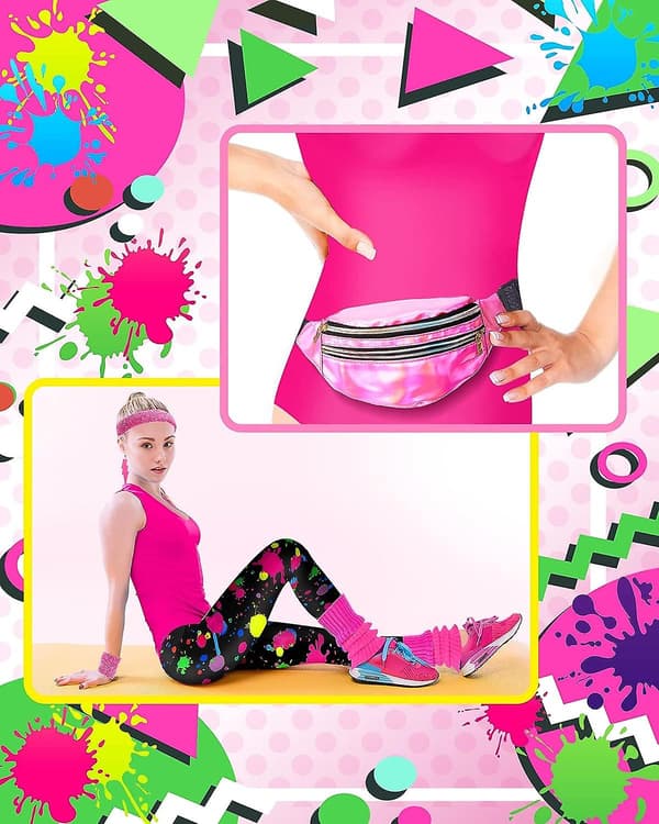 80-luvun 90-luvun treenisetti, jossa on uimapuku, leggingsit ja neonasusteet - 7 osaa [JUN] Neon Style Medium Neon Style Medium