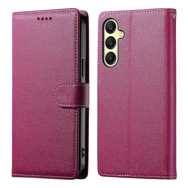 Magnetisk Litchi Læderpung Etui med Håndledsrem til Samsung Galaxy A17 5G[JUN]