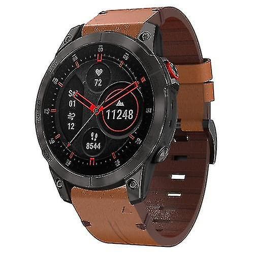 22 mm nahkainen rannekello terässoljella Garmin Epix Gen 2 ruskealle Brown