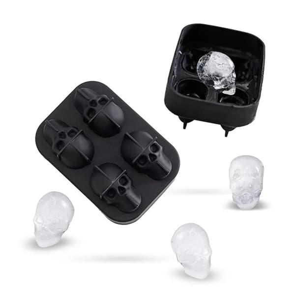 3 stk 3D silikon isbitform for hodeskaller, Halloween-isbitform formet som hodeskaller