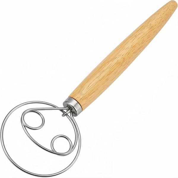 Danish Dough Whisk, Stainless Steel with Dough Hook, Dutch Bread Mixer for Sourdough Baking