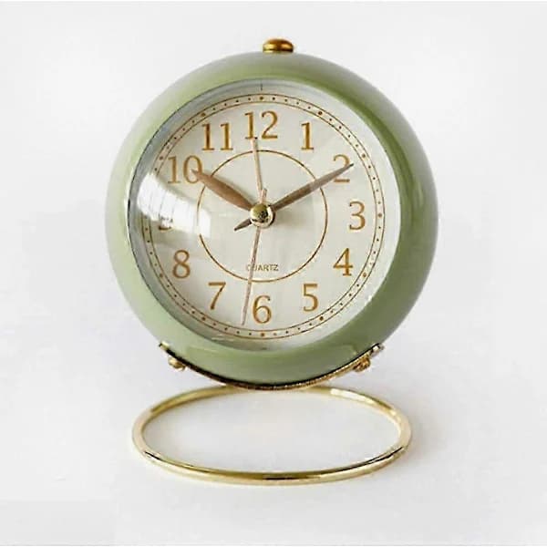 Analog Quartz Alarm Clock, Silent Non-Ticking with Loud Alarm and Backlight, Bedside Clock, Green