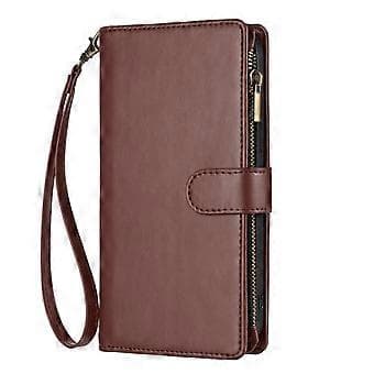 Kompatibel med Xiaomi POCO X4 Pro 5G Plånboksfodral Premium Dragkedja Stort Utrymme Flip PU Läderfodral - Brun Brown