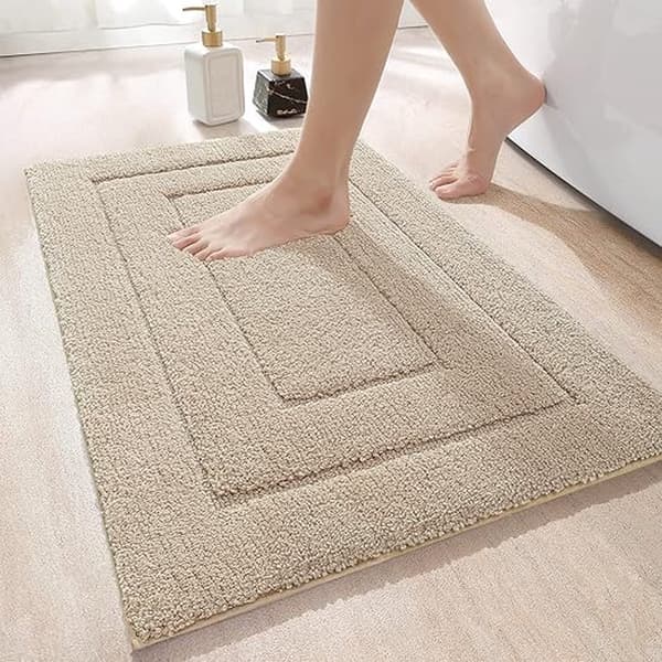 50 x 80 cm, beige - Non-slip shower mat - Bathroom mat - water absorbent - machine washable - extra thick shower mat for bathroom