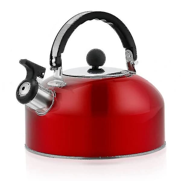3L Stainless Steel Whistling Teapot with Angled Handle for Induction and Gas Stoves, Red Ed 3L Ed 3L