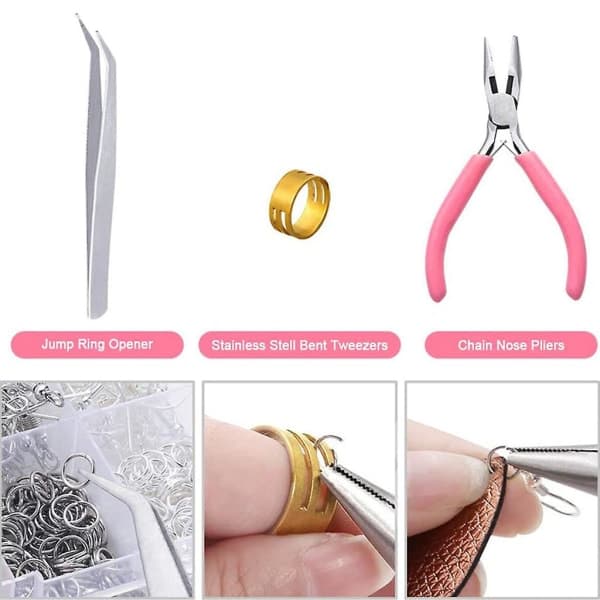 1128 dele øreringe gør materiale øreringe kit kroge springringe tænger pincet springring åbner DIY smykkeværktøjssæt