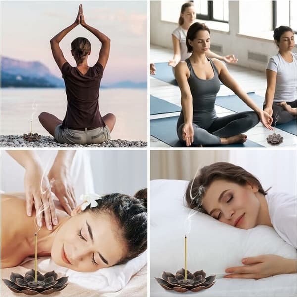 2-pack Lotus Incense Holders, Incense Stand, 6 Holes with Ash Catcher, Stick Incense Burner