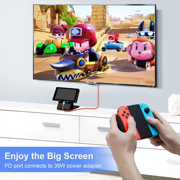 USB-C til HDMI-kabel for Nintendo Switch/OLED, 3-i-1-kabel med 100W PD og 4K HDMI, støtte for TV/Steam Deck/bærbar PC/PC, 2m svart og hvit