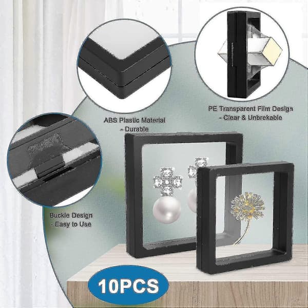 10 st Flytande Displayfodral, 3D Flytande Ram Display H D, Transparent Pe Smyckesförvaringslåda För Cen S Aa Ls Prover Ch