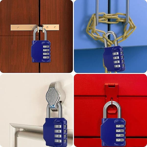 4-digit Combination Padlock Code Lock for Cabinet Gym Gate Shed Garage - Blue