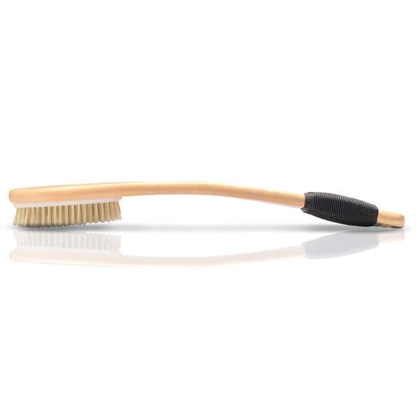 Back Brush / Bath Brush with Long Handle - Natural Bristles for Exfoliation and Massage, Wet & Dry Use