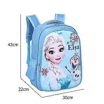 Frozen Elsa Print Kids Girls Backpack School Bag (Blue)