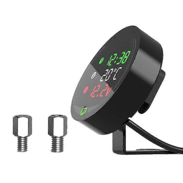 5 in 1 Motorcycle Water Temperature Gauge USB Rechargeable Time Voltmeter LED Night Vision Meter with